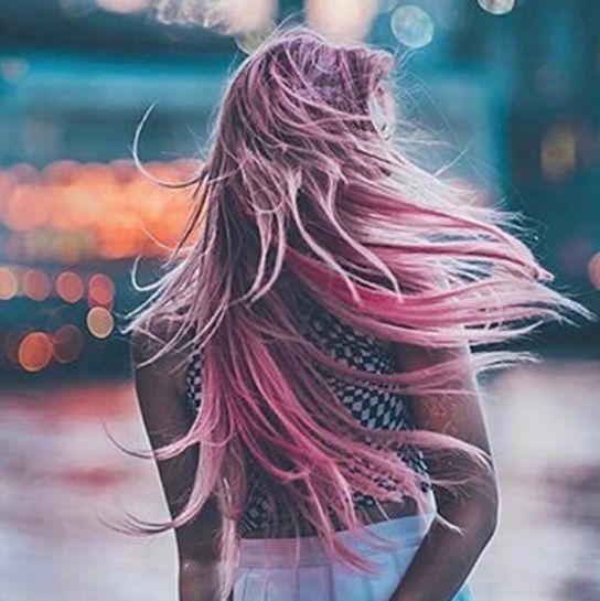 Hair, Hairstyle, Pink, Long hair, Hair coloring, Cool, Tree, Font, Brown hair, Photography, 
