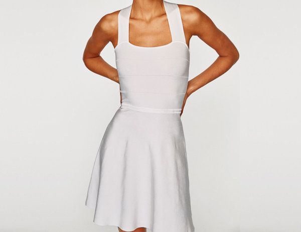 White, Clothing, Dress, Shoulder, Arm, Neck, Waist, Standing, Leg, Gown, 