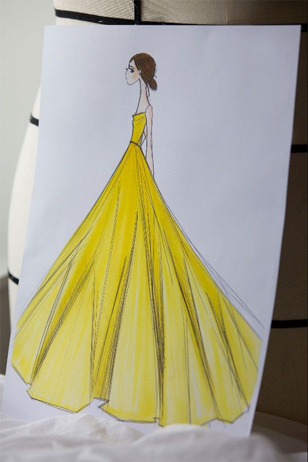 Yellow, Style, Dress, Fashion, Costume design, Paper product, Fashion illustration, Day dress, One-piece garment, Paper, 