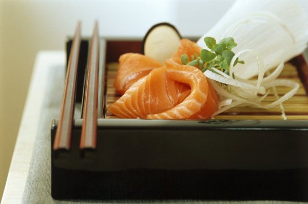 Dish, Food, Cuisine, Smoked salmon, Fish slice, Comfort food, Japanese cuisine, Sashimi, Ingredient, Chopsticks, 