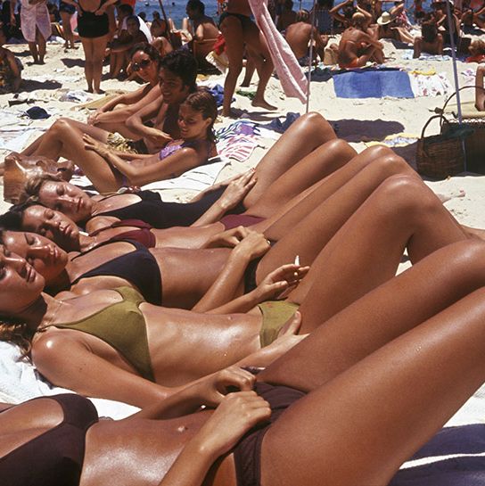 People on beach, Sun tanning, Spring break, Bikini, Summer, Crowd, Leg, Swimwear, Vacation, Beach, 