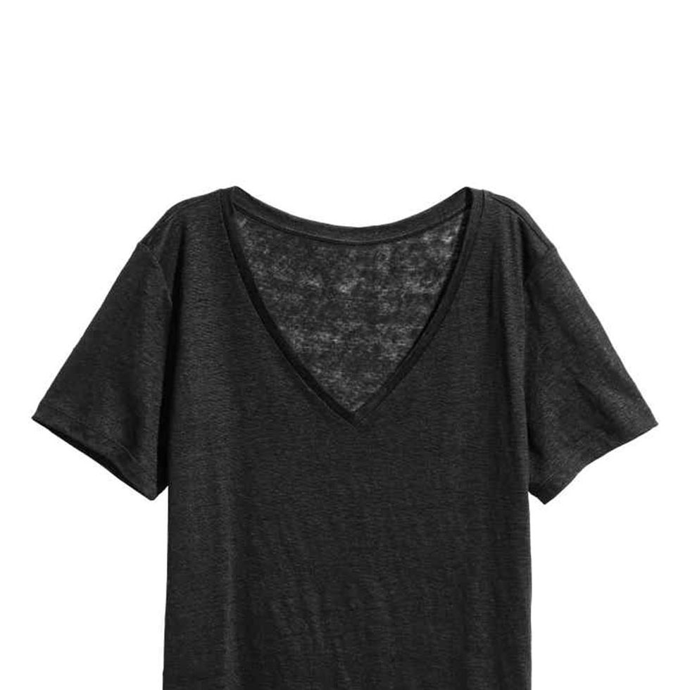 Clothing, T-shirt, Black, Sleeve, Crop top, Blouse, Neck, Top, 