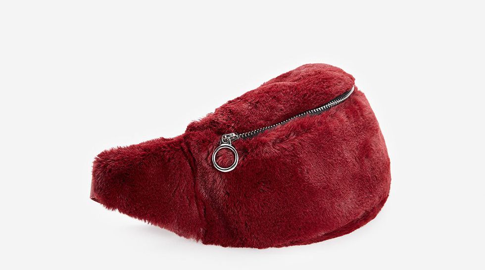 Red, Maroon, Fur, Velvet, Footwear, Fashion accessory, Coin purse, Leather, Shoe, 