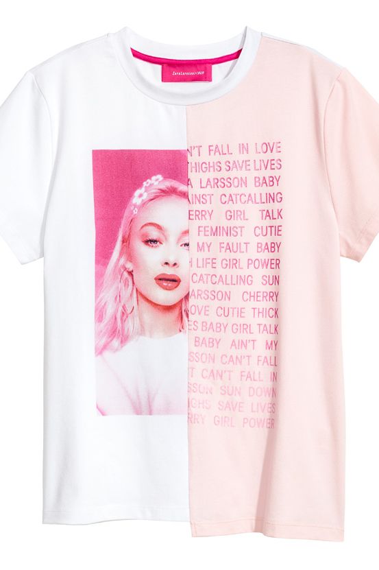 T-shirt, Clothing, White, Sleeve, Pink, Product, Top, Text, Font, Neck, 