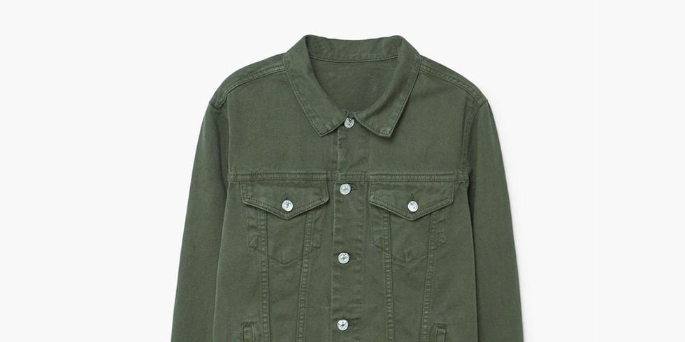 Clothing, Outerwear, Green, Sleeve, Jacket, Collar, Pocket, Button, 