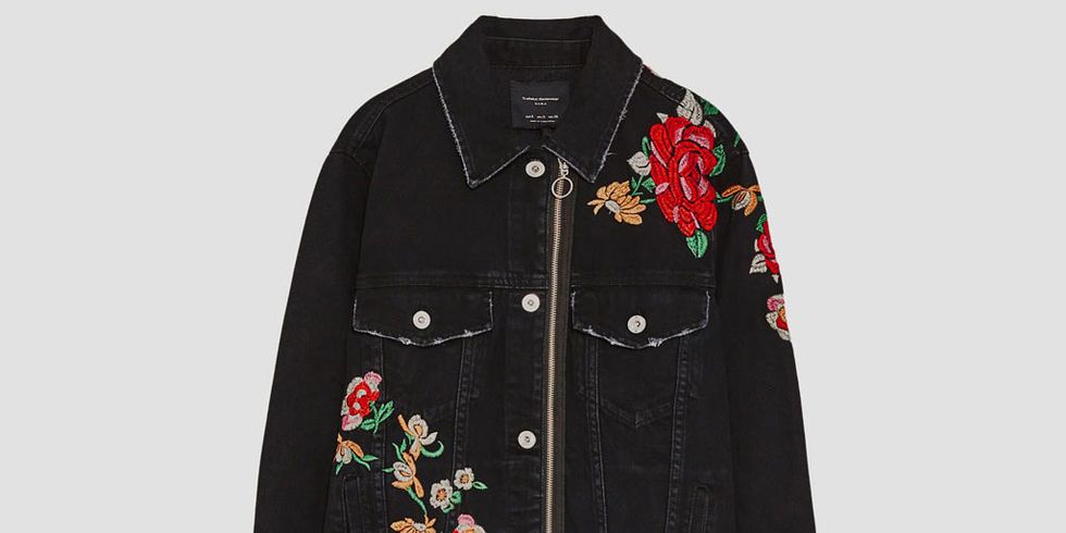 Clothing, Black, Outerwear, Sleeve, Jacket, Textile, Embroidery, Collar, Button, Top, 