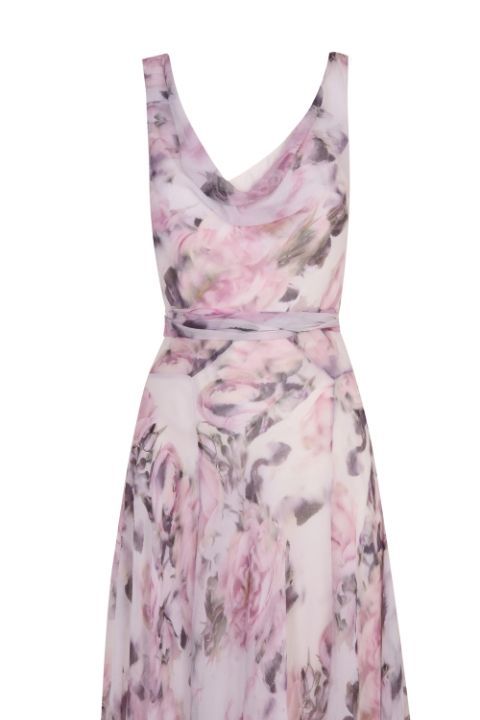 Clothing, Dress, Day dress, Pink, Cocktail dress, Gown, Purple, Lilac, Strapless dress, Sleeve, 