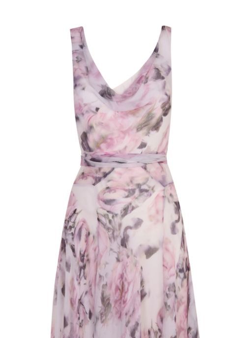 Clothing, Dress, Day dress, Pink, Cocktail dress, Gown, Purple, Lilac, Strapless dress, Sleeve, 