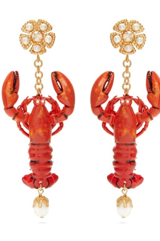 Lobster, Homarus, American lobster, Decapoda, Jewellery, Fashion accessory, Earrings, Seafood, Crustacean, Invertebrate, 