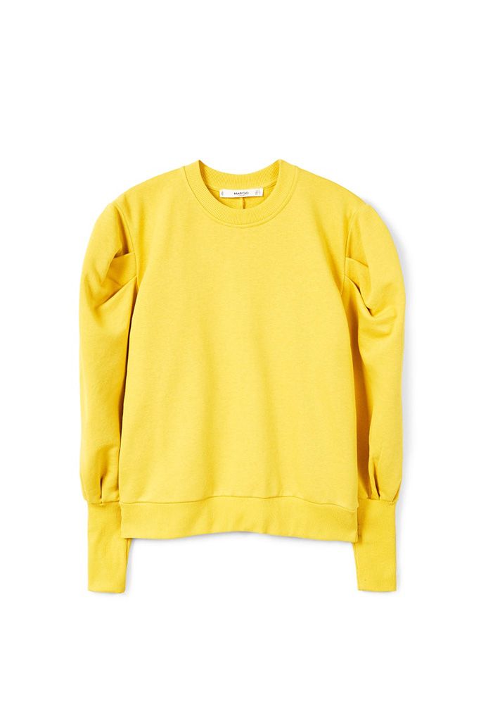 Clothing, Yellow, Sleeve, Outerwear, Sweater, T-shirt, Long-sleeved t-shirt, Jersey, Top, Neck, 