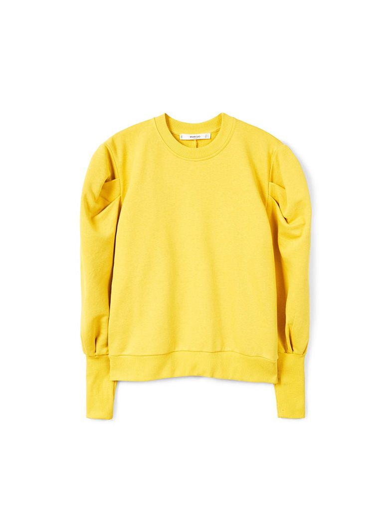 Clothing, Yellow, Sleeve, Outerwear, Sweater, T-shirt, Long-sleeved t-shirt, Jersey, Top, Neck, 