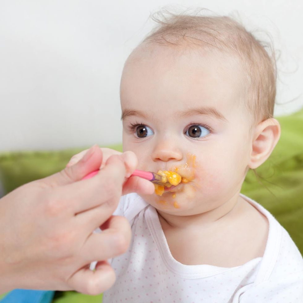 Child, Toddler, Baby, Baby playing with food, Eating, Baby food, Biting, Food, Vegetarian food, Fruit, 