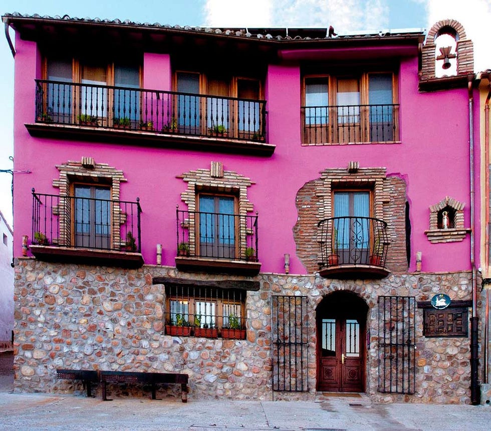 Colorfulness, Facade, Purple, Magenta, Pink, Wall, Building, Fixture, Balcony, Violet, 