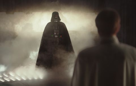 Darth vader, Standing, Atmosphere, Atmospheric phenomenon, Fictional character, Cloak, Darkness, Supervillain, Mist, Cape, 
