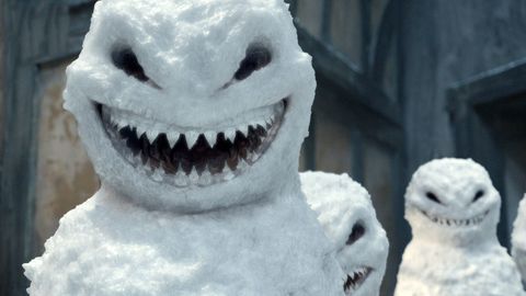 White, Tooth, Facial expression, Style, Snow, Fictional character, Snowman, Freezing, 