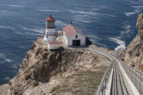 Lighthouse, Promontory, Coast, Tower, Sea, Cliff, Cape, Terrain, Sky, Klippe, 