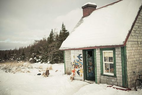 Snow, Winter, House, Property, Home, Cottage, Freezing, Tree, Log cabin, Building, 