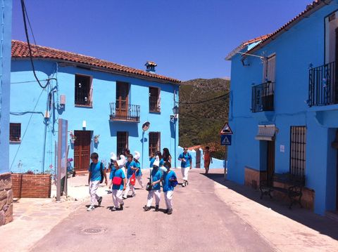 Blue, Window, Town, Neighbourhood, House, Tourism, Majorelle blue, Azure, Residential area, Door, 