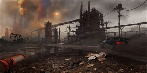 Pollution, Industry, Geological phenomenon, Building material, Video game software, Action-adventure game, Pc game, Screenshot, Construction equipment, 