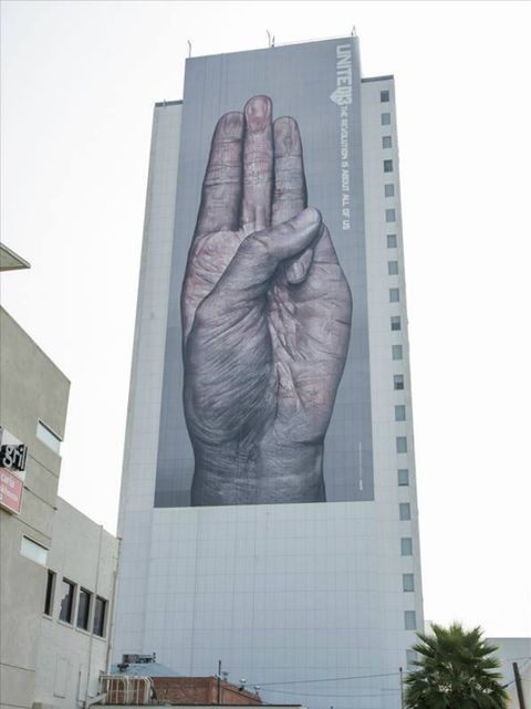 Finger, Tower block, Gesture, Thumb, Tower, Artwork, Commercial building, Drawing, Arecales, Painting, 