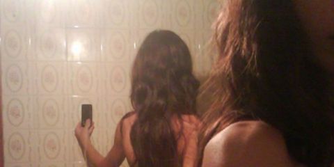 Hairstyle, Shoulder, Photograph, Back, Black hair, Long hair, Muscle, Brown hair, Snapshot, Barechested, 
