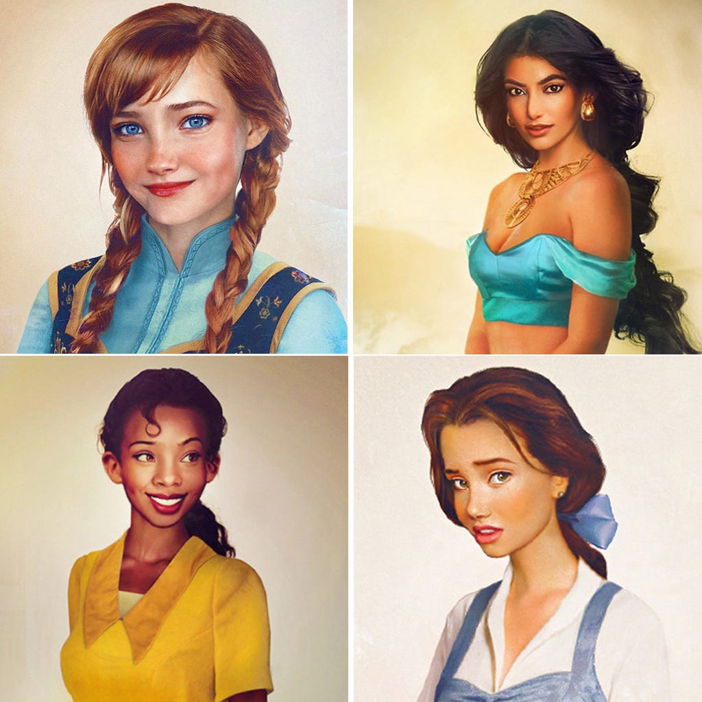 Retratos hiperrealistas de las princesas Disney