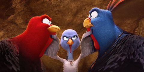 Blue, Vertebrate, Bird, Red, Animation, Beak, Cartoon, Interaction, Animated cartoon, Carmine, 