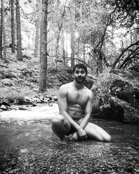Photograph, Black-and-white, Barechested, Photography, Muscle, Water, Monochrome photography, Monochrome, Tree, Stream, 