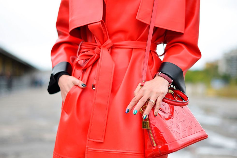 Clothing, Sleeve, Collar, Red, Textile, Outerwear, Bag, Carmine, Street fashion, Fashion, 