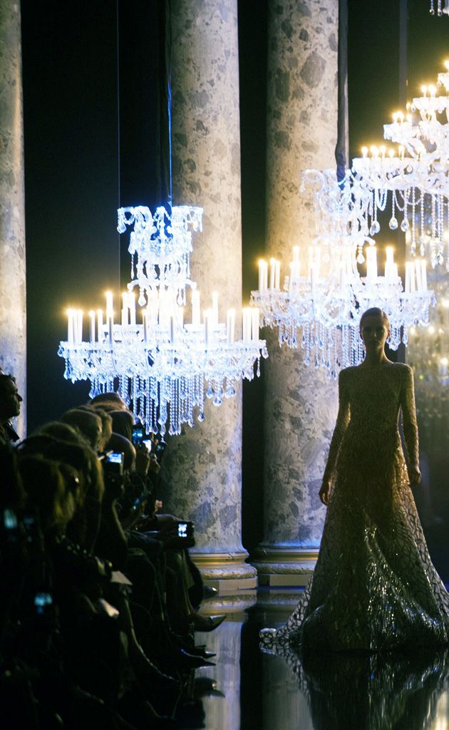 Lighting, Light fixture, Gown, Candle holder, Chandelier, One-piece garment, Haute couture, 