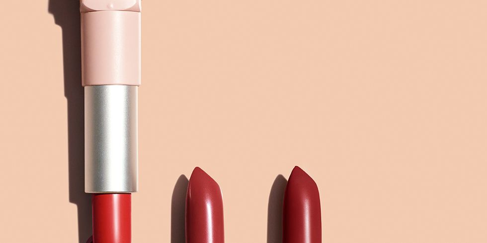 Lipstick, Red, Product, Pink, Lip, Cosmetics, Beauty, Lip care, Material property, Tints and shades, 