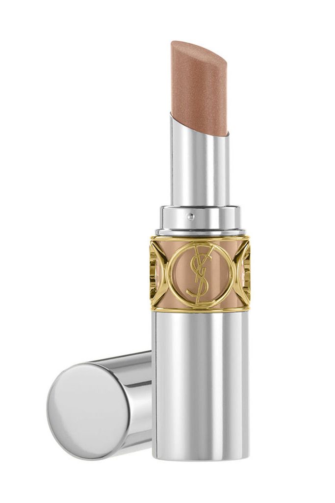 Brown, Product, Peach, Cosmetics, Beige, Metal, Material property, Cylinder, Silver, Lipstick, 