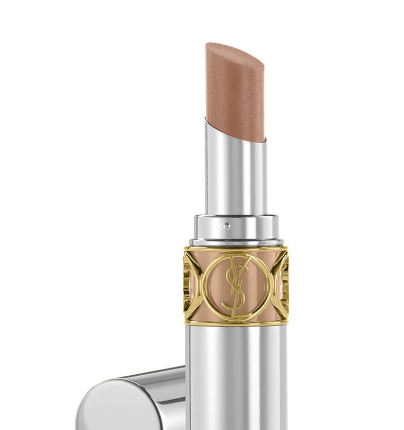 Brown, Product, Peach, Cosmetics, Beige, Metal, Material property, Cylinder, Silver, Lipstick, 