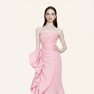 Clothing, Sleeve, Dress, Shoulder, Textile, Pink, One-piece garment, Formal wear, Gown, Style, 