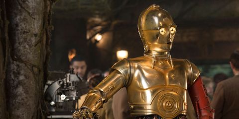 Standing, R2-d2, C-3po, Machine, Fictional character, Armour, Trunk, Chest, Robot, Brass, 