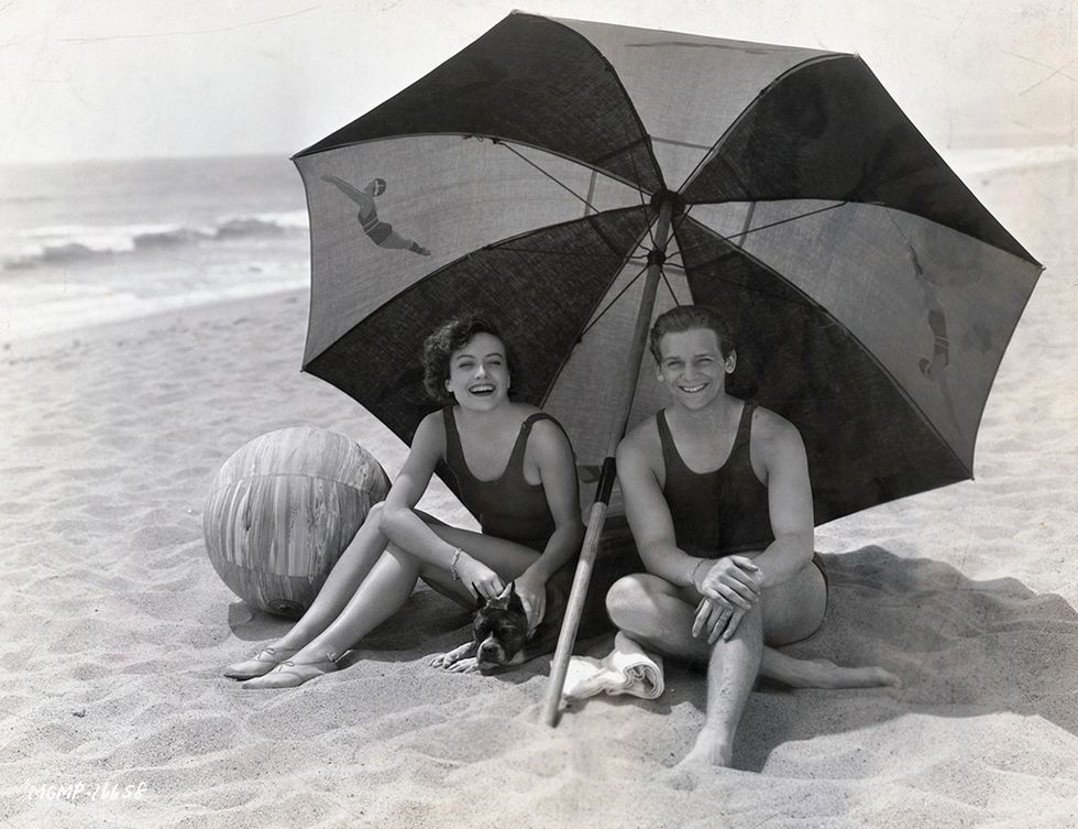Umbrella, Photograph, Black-and-white, Photography, Fun, Vacation, Beach, Stock photography, Fashion accessory, Sea, 