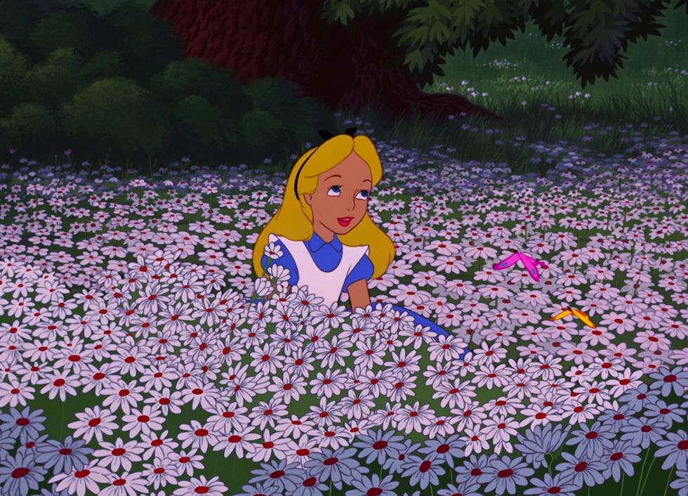 Petal, Flower, People in nature, Animation, Cartoon, Lavender, Groundcover, Fictional character, Animated cartoon, Wildflower, 