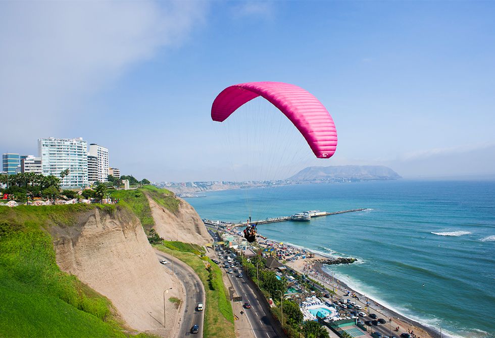 Paragliding, Air sports, Parachute, Sky, Windsports, Parachuting, Coast, Tourism, Sea, Horizon, 