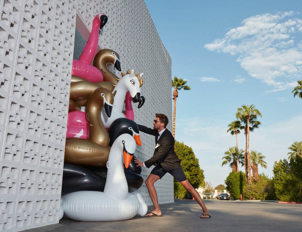 Human, Vertebrate, Interaction, Arecales, Inflatable, Palm tree, Sculpture, Mascot, Love, Games, 