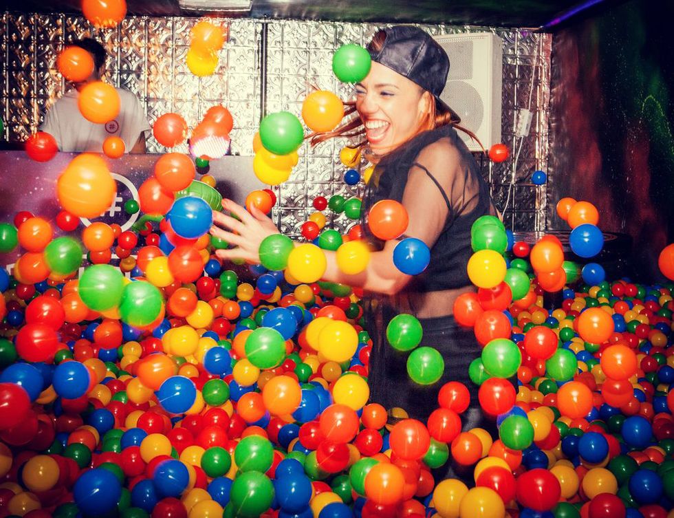 Fun, People, Hat, Ball, Colorfulness, Leisure, Ball, Majorelle blue, Ball pit, Cap, 