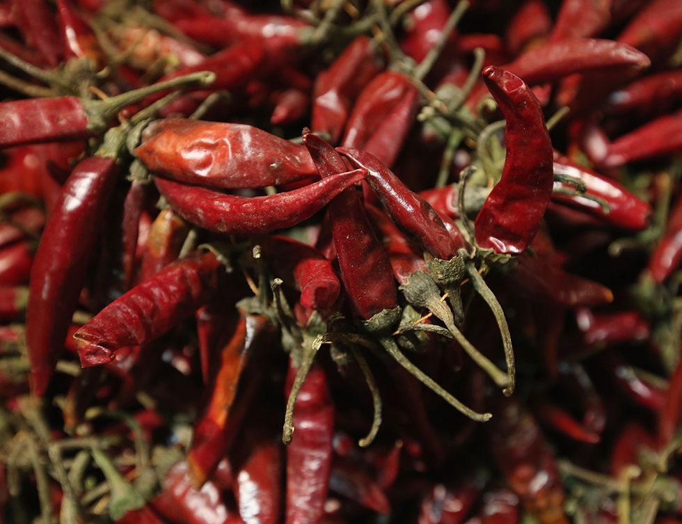 Ingredient, Food, Red, Spice, Bird's eye chili, Bell peppers and chili peppers, Vegetable, Produce, Chili pepper, Carmine, 