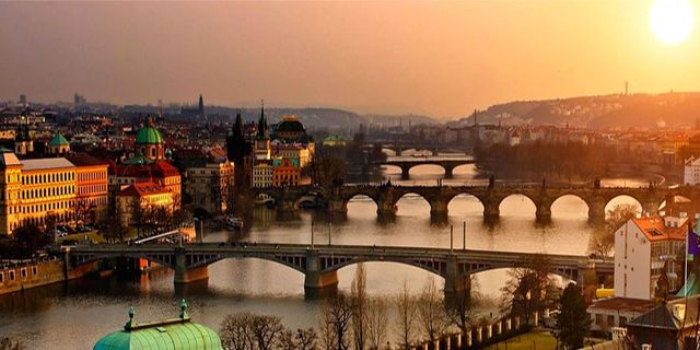 Bridge, Aqueduct, Waterway, Arch bridge, Arch, City, Dusk, Metropolitan area, Viaduct, Cityscape, 