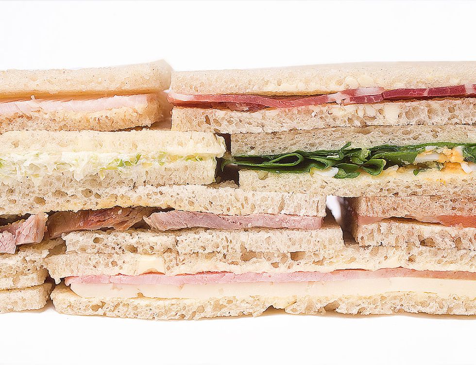 Food, Tramezzino, Sandwich, Cuisine, Dish, Finger food, Ham and cheese sandwich, Tuna fish sandwich, Baked goods, Ingredient, 