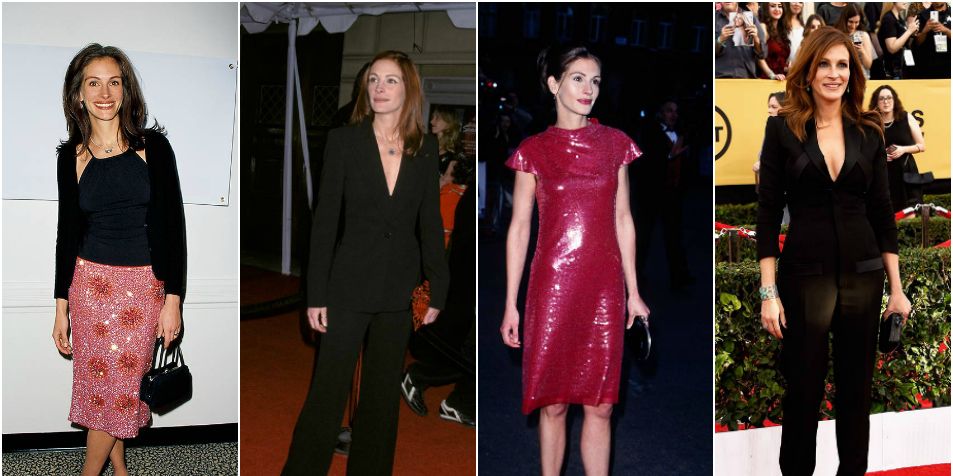 Julia Roberts  Vestidos de famosas, Color de moda, Vestido con medias