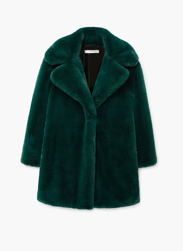 Clothing, Outerwear, Green, Sleeve, Coat, Fur, Collar, Turquoise, Overcoat, Jacket, 