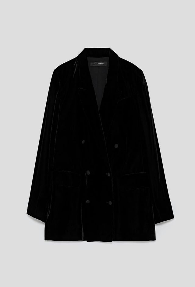 Clothing, Outerwear, Black, Sleeve, Blazer, Jacket, Collar, Coat, Velvet, Formal wear, 