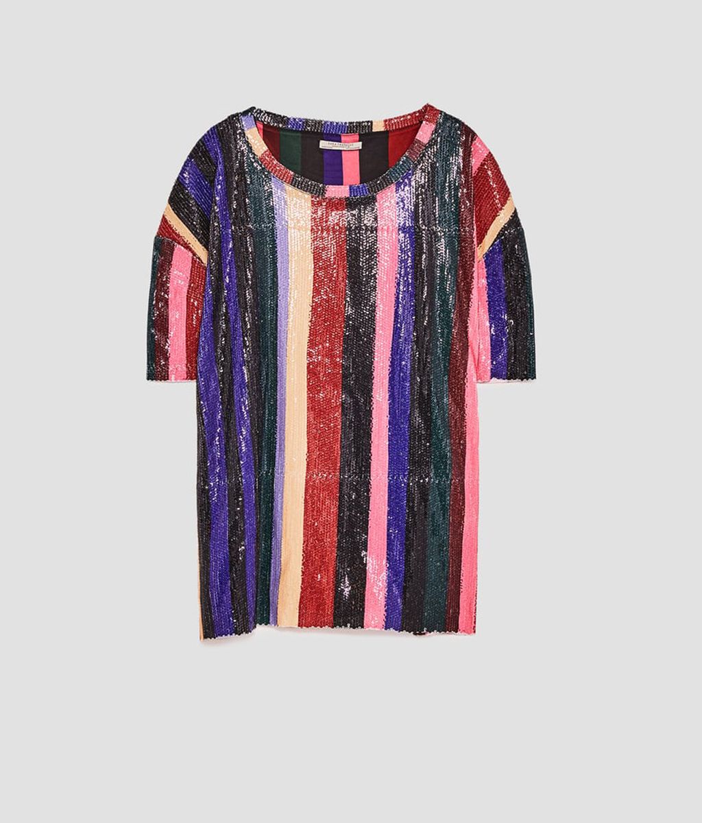camiseta lentejuelas zara