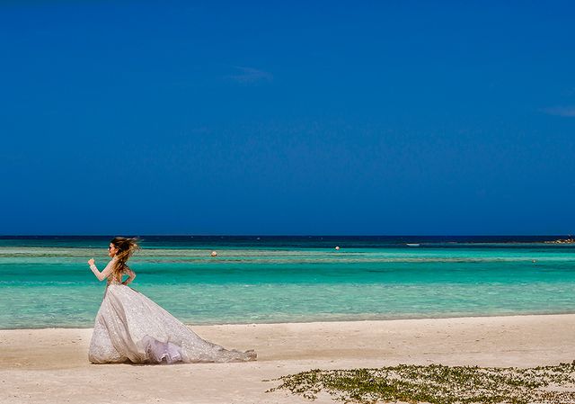 People in nature, Blue, Sky, Photograph, Beach, Sea, Turquoise, Ocean, Dress, Vacation, 
