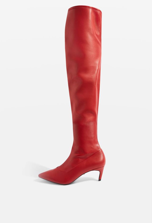 Footwear, Red, Boot, Knee-high boot, Shoe, Riding boot, Rain boot, High heels, Durango boot, 