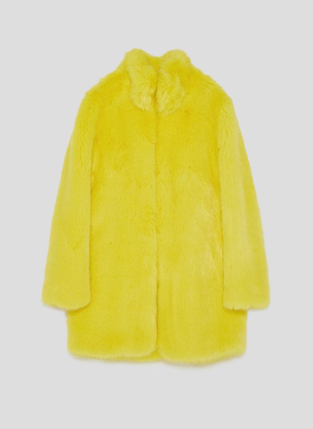 Clothing, Yellow, Outerwear, Sleeve, Jacket, Raincoat, Coat, Fur, 
